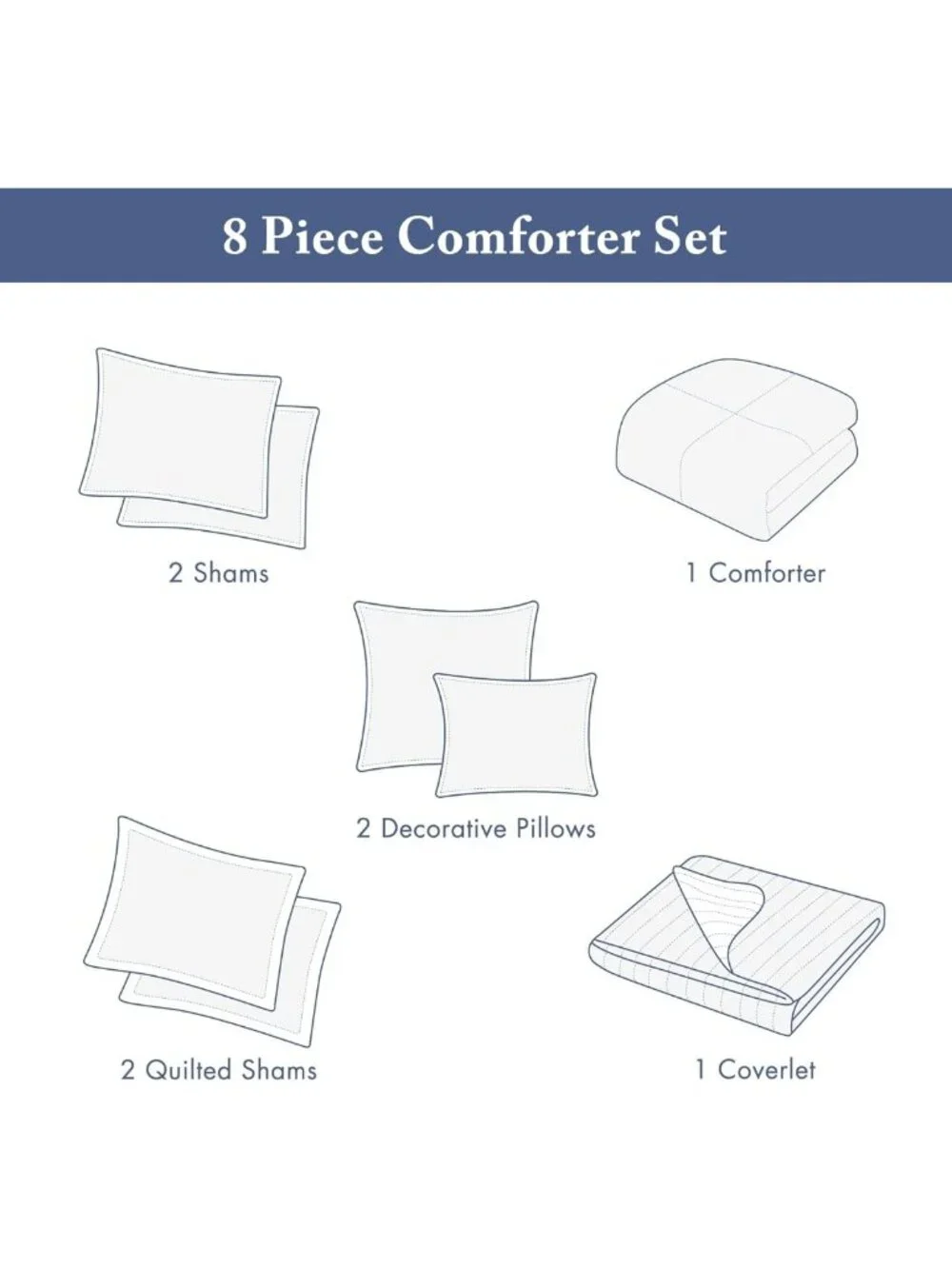Modern Luxury Comforter Set - All Season Down Alternative, Matching Shams